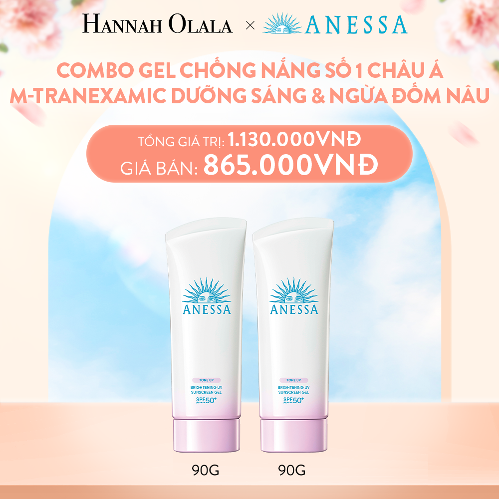 A31_BACK UP 4: BỘ GEL CHỐNG NẮNG NÂNG TÔNG DƯỠNG TRẮNG ANESSA BRIGHTENING GEL 90G X2