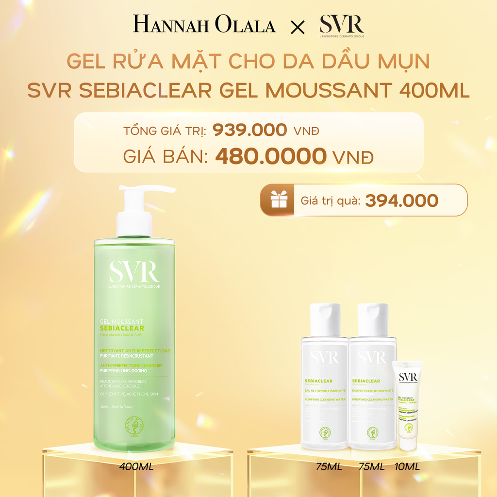 K3_DEAL 03: GEL RỬA MẶT CHO DA DẦU MỤN, KHÔNG CHỨA XÀ PHÒNG SVR SEBIACLEAR GEL MOUSSANT 400ML