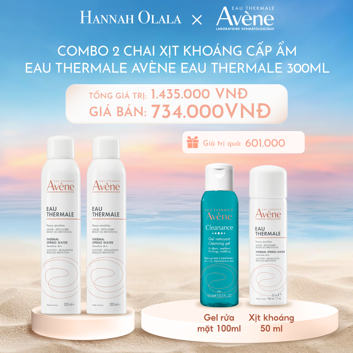 C841_DEAL 3: COMBO 2 CHAI XỊT KHOÁNG CẤP ẨM EAU THERMALE AVÈNE EAU THERMALE 300ML GIÚP LÀM DỊU VÀ BẢO VỆ DA