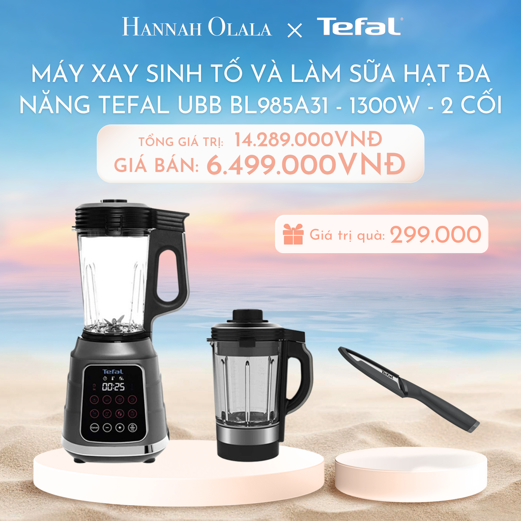 C1032_DEAL 6.2: MÁY XAY SINH TỐ VÀ LÀM SỮA HẠT ĐA NĂNG TEFAL UBB BL985A31 - 1300W - 2 CỐI