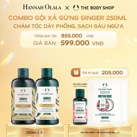 DEAL 6: COMBO CHĂM TÓC DÀY PHỒNG, GIẢM GÃY RỤNG, SẠCH GÀU NGỨA GINGER 250ML - DẦU GỘI & DẦU XẢ