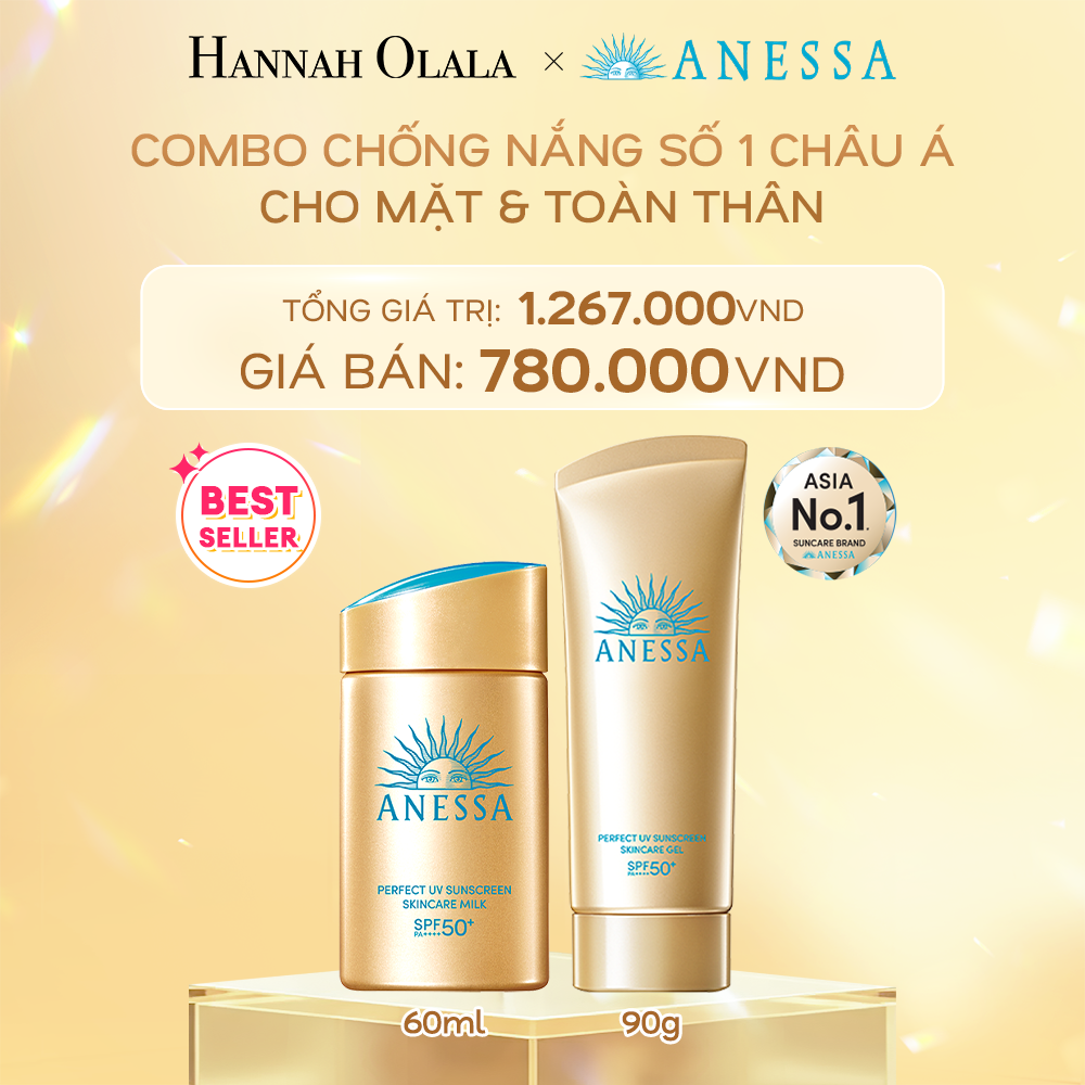 DEAL 6: COMBO SỮA CHỐNG NẮNG & GEL CHỐNG NẮNG BẢO VỆ HOÀN HẢO CHO MẶT - TOÀN THÂN ANESSA GOLD MILK 60ML + GOLD GEL 90G