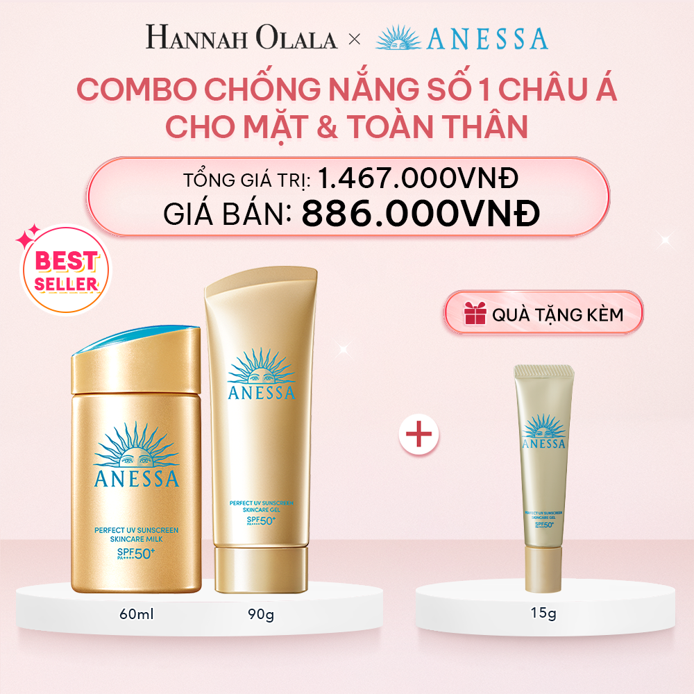 E126_DEAL 6: COMBO SỮA CHỐNG NẮNG & GEL CHỐNG NẮNG BẢO VỆ HOÀN HẢO CHO MẶT - TOÀN THÂN ANESSA GOLD MILK 60ML + GOLD GEL 90G