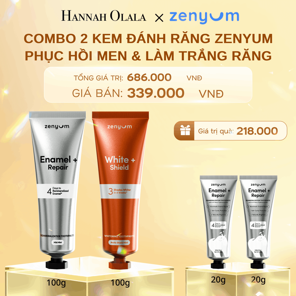 DEAL 6: COMBO 2 KEM ĐÁNH RĂNG ZENYUM PHỤC HỒI MEN / GIẢM Ê BUỐT / LÀM TRẮNG 100G