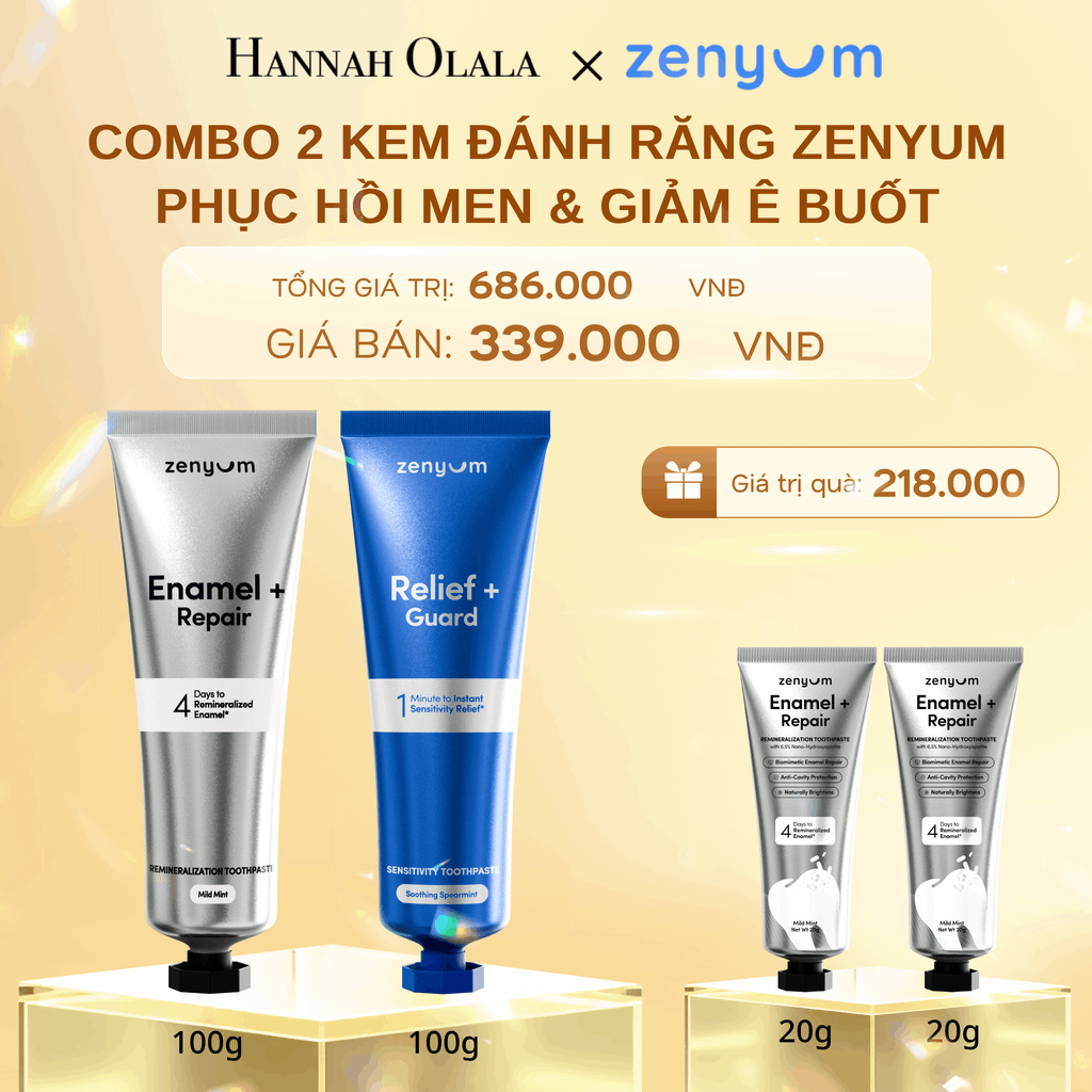 DEAL 6: COMBO 2 KEM ĐÁNH RĂNG ZENYUM PHỤC HỒI MEN / GIẢM Ê BUỐT / LÀM TRẮNG 100G