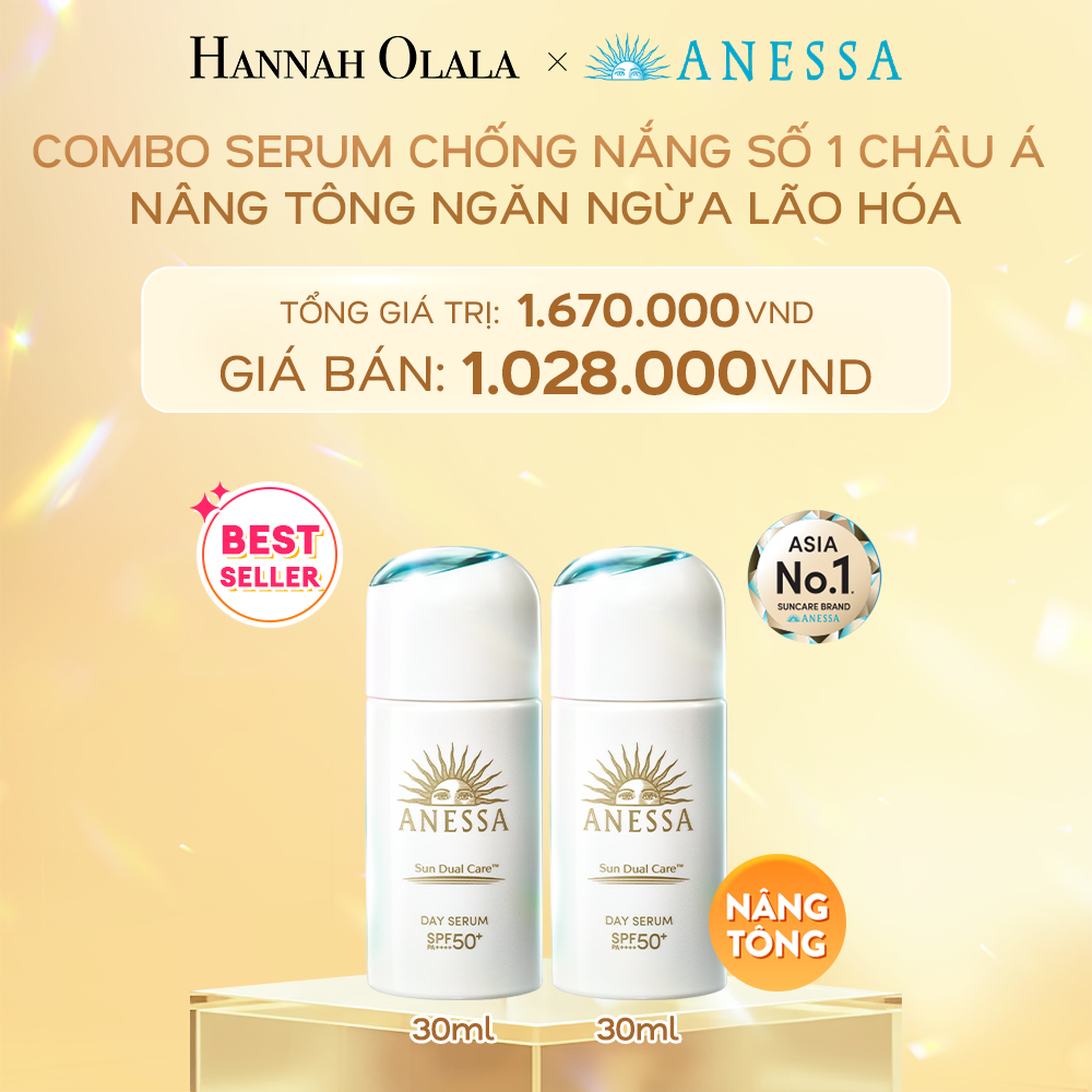 DEAL 7: COMBO SERUM CHỐNG NẮNG DƯỠNG DA NÂNG TÔNG NGĂN NGỪA LÃO HÓA ANESSA DAY SERUM SPF50+ PA++++ 30MLX2