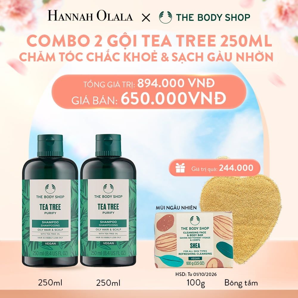 A873_DEAL 7: COMBO CHĂM TÓC CHẮC KHOẺ SẠCH GÀU NHỜN TEA TREE 250ML - 2X SHAMPOO