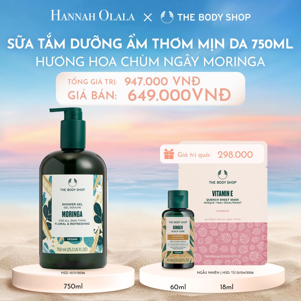 C714_DEAL 7: SỮA TẮM DƯỠNG ẨM DA HƯƠNG HOA CHÙM NGÂY MORINGA SHOWER GEL 750ML