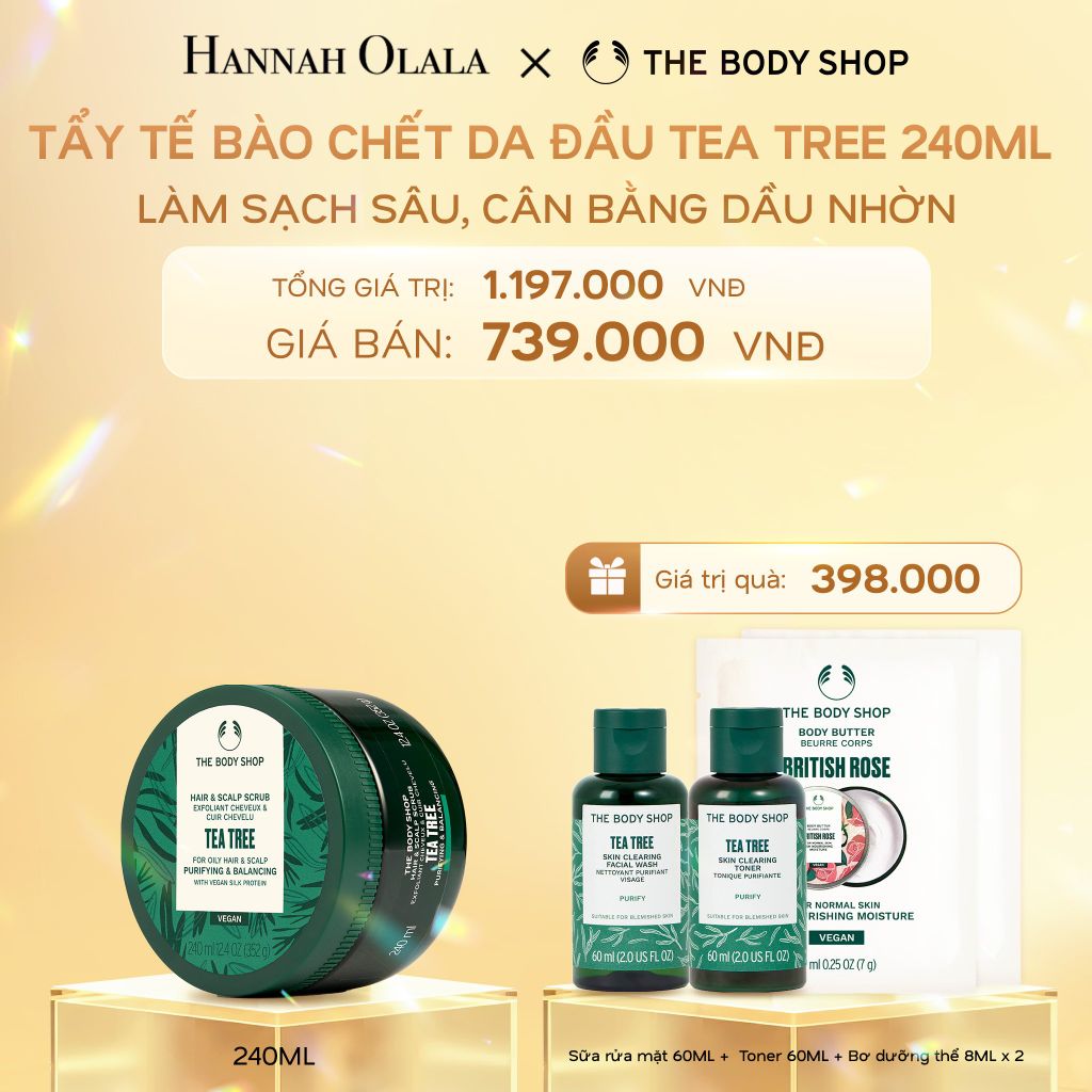 DEAL 8: TẨY TẾ BÀO CHẾT LÀM SẠCH & CÂN BẰNG DA ĐẦU NHỜN TEA TREE HAIR SCRUB 240ML