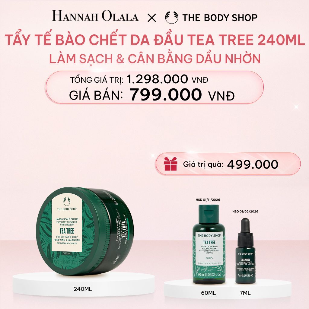 E387_DEAL 8: TẨY TẾ BÀO CHẾT LÀM SẠCH & CÂN BẰNG DA ĐẦU NHỜN TEA TREE HAIR SCRUB 240ML