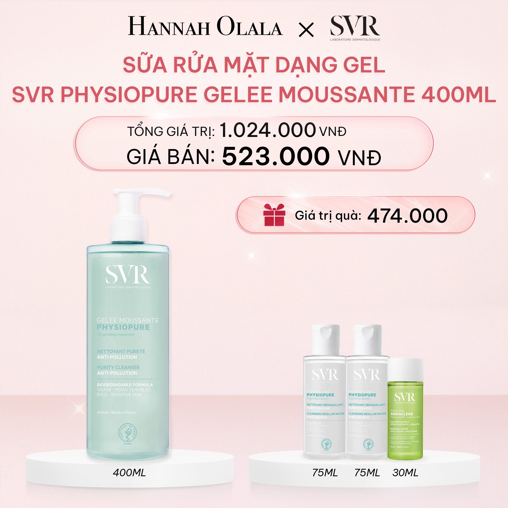 E902_DEAL 08: SỮA RỬA MẶT DẠNG GEL CHO DA NHẠY CẢM SVR PHYSIOPURE GELEE MOUSSANTE 400ML