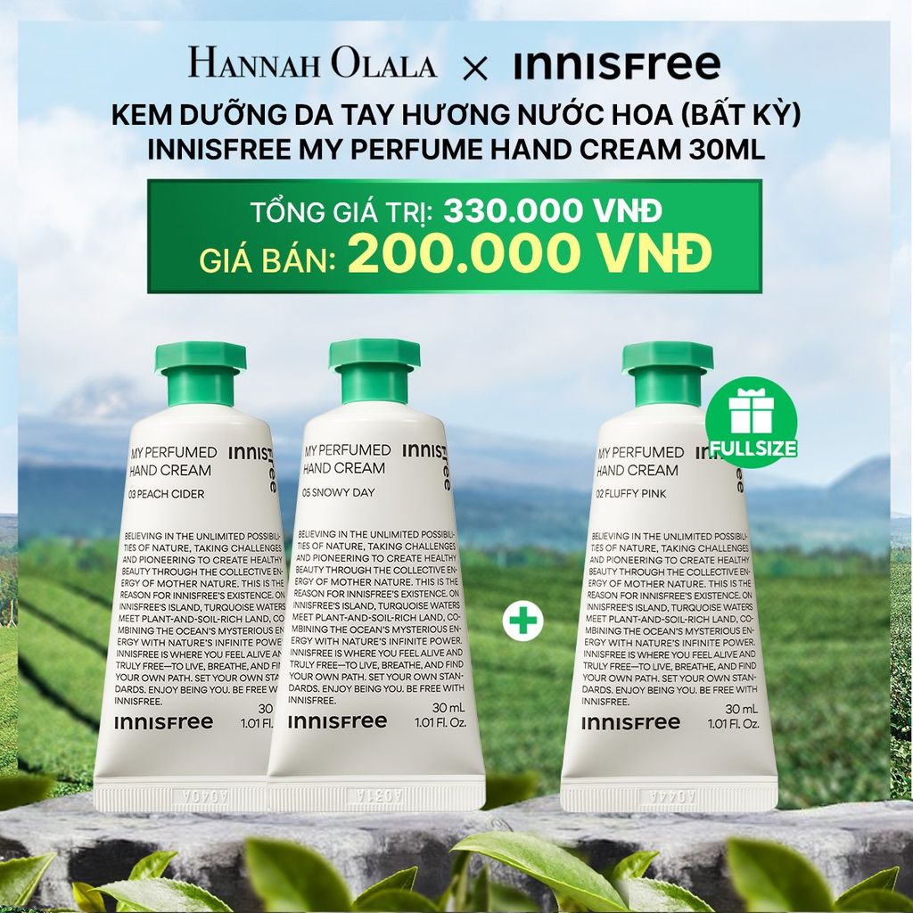DEAL 9: COMBO 2 KEM DƯỠNG DA TAY HƯƠNG NƯỚC HOA (BẤT KỲ) INNISFREE MY PERFUME HAND CREAM 30ML
