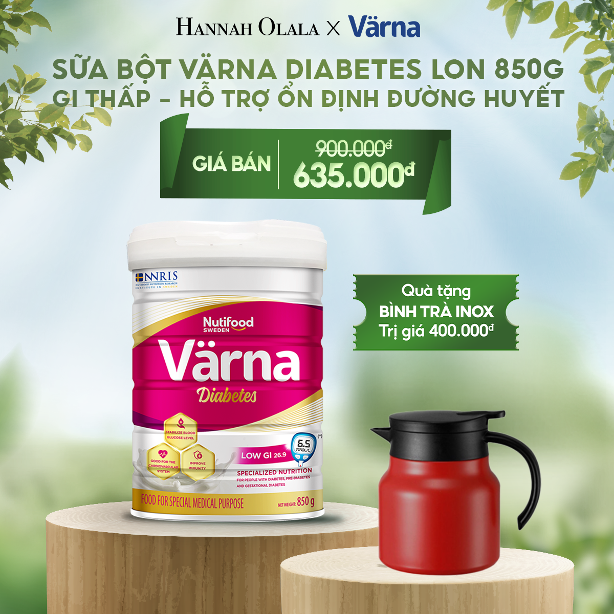 T29_DEAL 3: SỮA BỘT VARNA DIABETES LON 850G - HỖ TRỢ ỔN ĐỊNH ĐƯỜNG HUYẾT