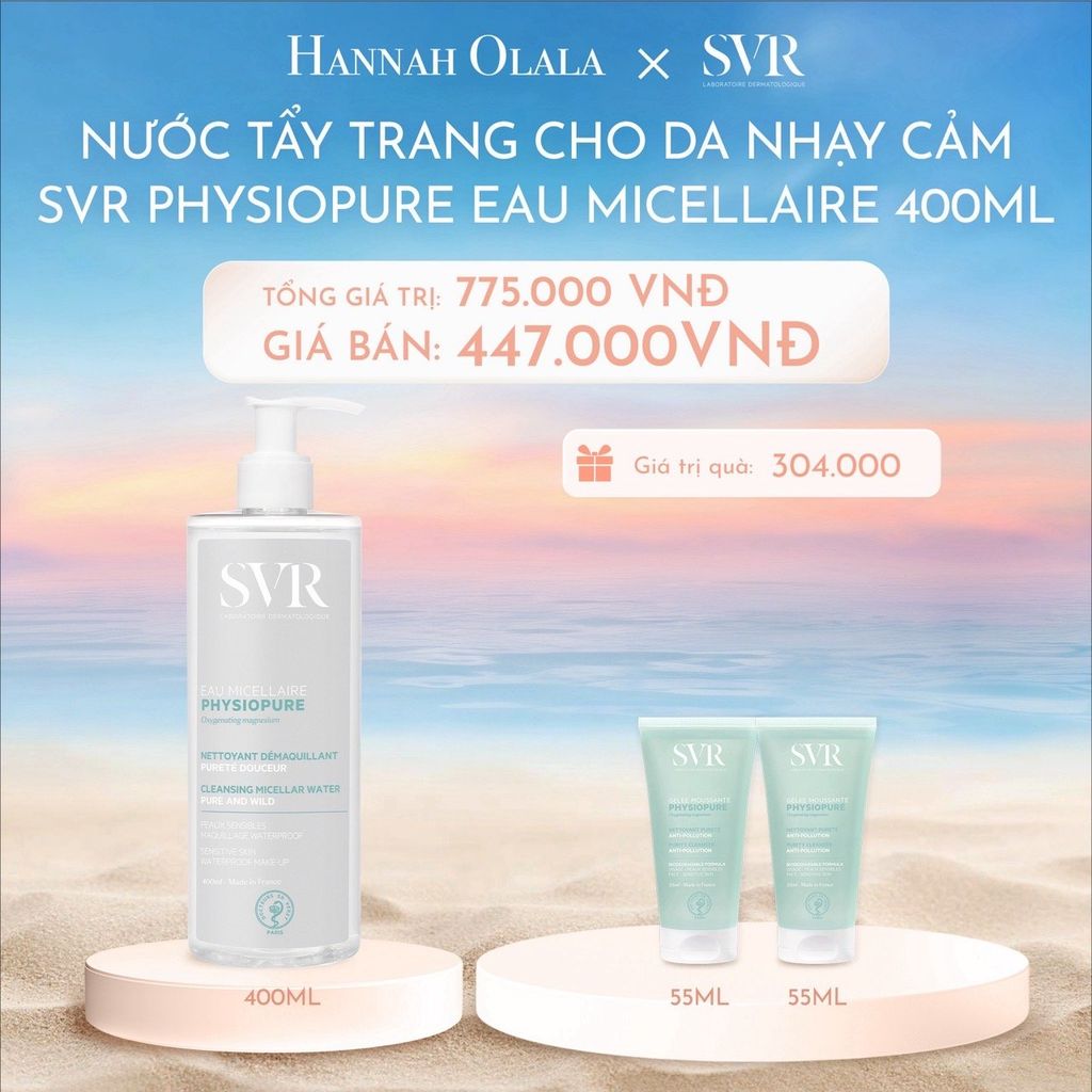 C1072_DEAL 08: NƯỚC TẨY TRANG GIÚP LÀM SẠCH DA MẶT DÙNG ĐƯỢC CHO CẢ MẮT VÀ MÔI SVR PHYSIOPURE EAU MICELLAIRE 400ML