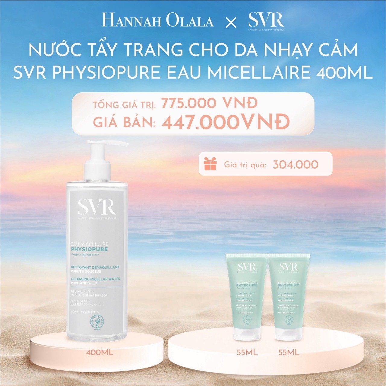 C1072_DEAL 08: NƯỚC TẨY TRANG GIÚP LÀM SẠCH DA MẶT DÙNG ĐƯỢC CHO CẢ MẮT VÀ MÔI SVR PHYSIOPURE EAU MICELLAIRE 400ML