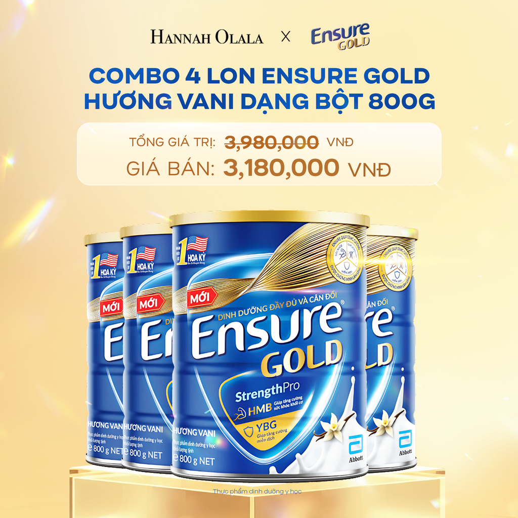 DEAL 11: COMBO 4 LON ENSURE GOLD DẠNG BỘT 800G (VANI)
