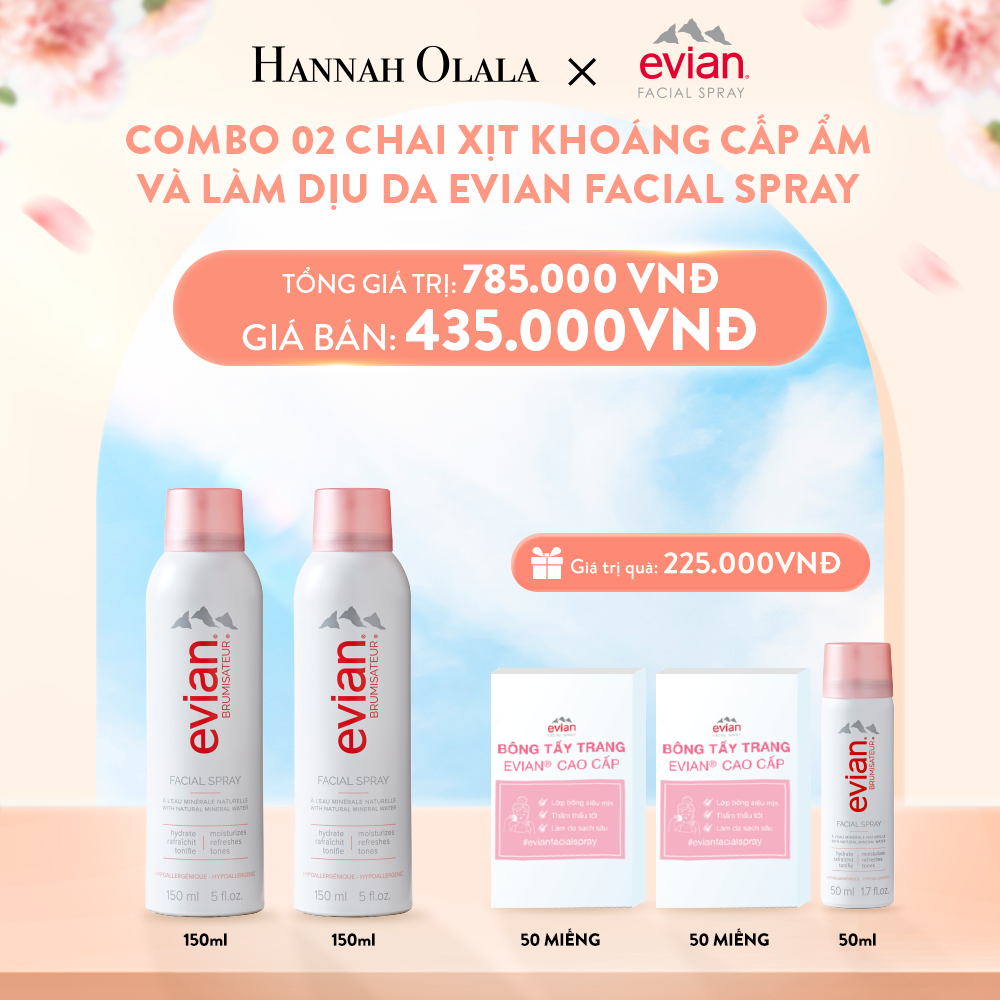 A284_DEAL 2: COMBO 2 CHAI XỊT KHOÁNG CẤP ẨM, LÀM DỊU DA EVIAN FACIAL SPRAY 150ML
