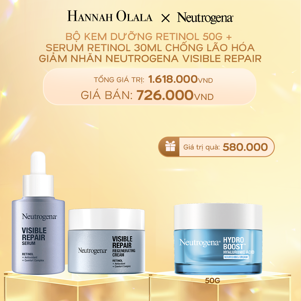 DEAL 7: COMBO KEM DƯỠNG RETINOL 50G + SERUM RETINOL 30ML CHỐNG LÃO HÓA GIẢM NHĂN NEUTROGENA VISIBLE REPAIR