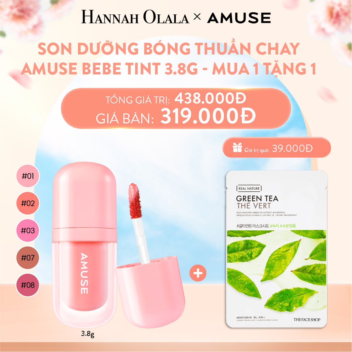 A8_DEAL 1: SON DƯỠNG BÓNG THUẦN CHAY AMUSE BEBE TINT 3.8G