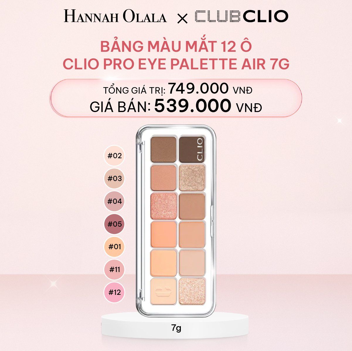 E588_DEAL 1: BẢNG MÀU MẮT 12 Ô CLIO PRO EYE PALETTE AIR 7G