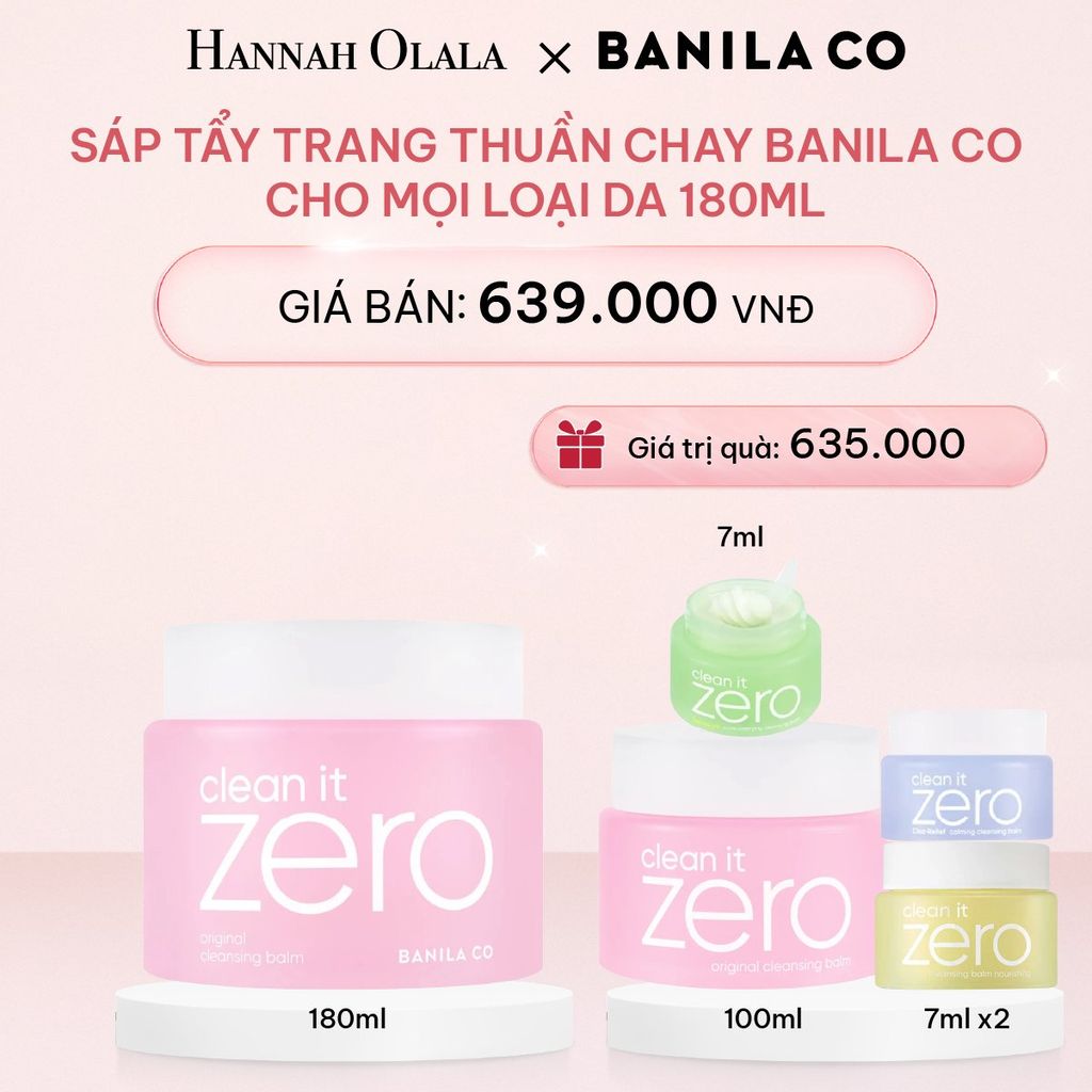 E586_DEAL 1: SÁP TẨY TRANG THUẦN CHAY BANILA CO CHO MỌI LOẠI DA 180ML