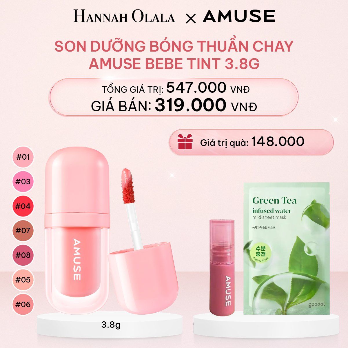 E556_DEAL 1: SON DƯỠNG BÓNG THUẦN CHAY AMUSE BEBE TINT 3.8G