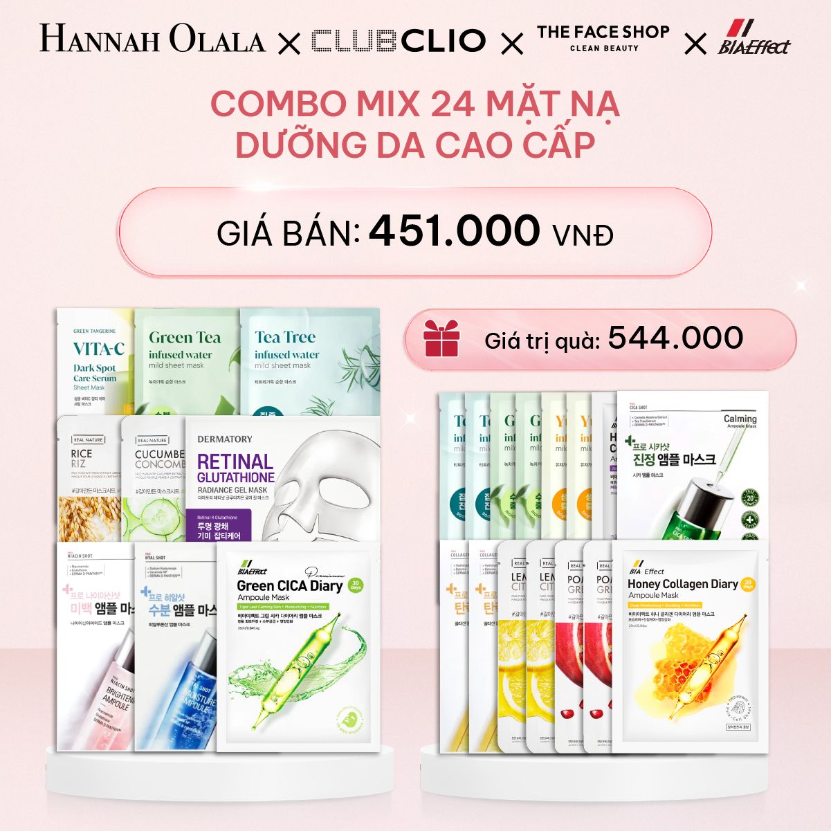 E666_DEAL 4: COMBO MIX 24 MẶT NẠ DƯỠNG DA CAO CẤP