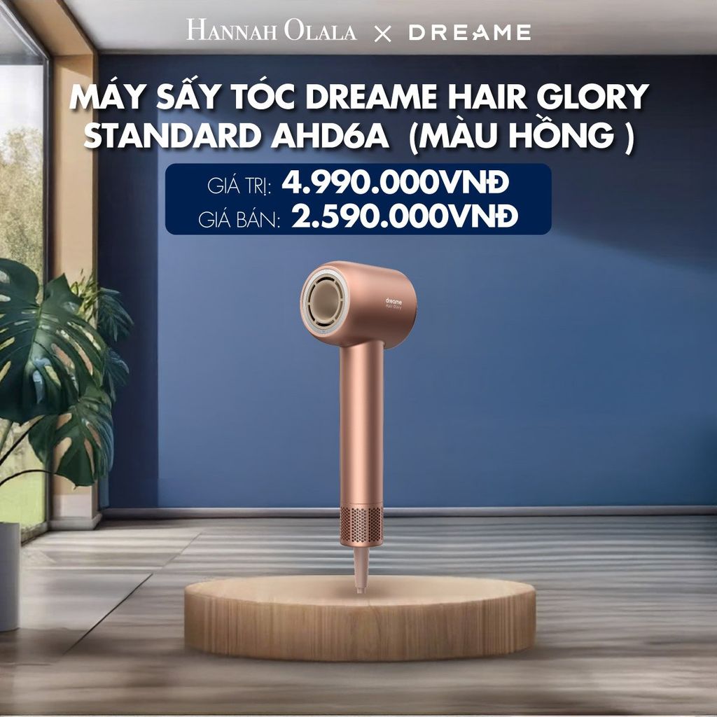 M27_DEAL 5: MÁY SẤY TÓC DREAME HAIR GLORY STANDARD AHD6A - BẢN QUỐC TẾ - BH 24 THÁNG (MÀU HỒNG )