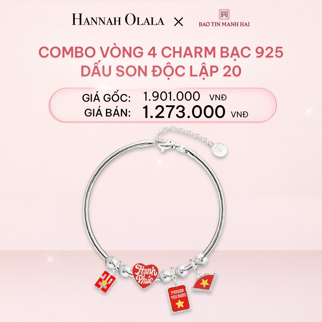 E318_DEAL 10: COMBO LẮC TAY BẠC 925 MÃ CB 4 CHARM MIX BI 20 BST A80 DẤU SON ĐỘC LẬP BẢO TÍN MẠNH HẢI