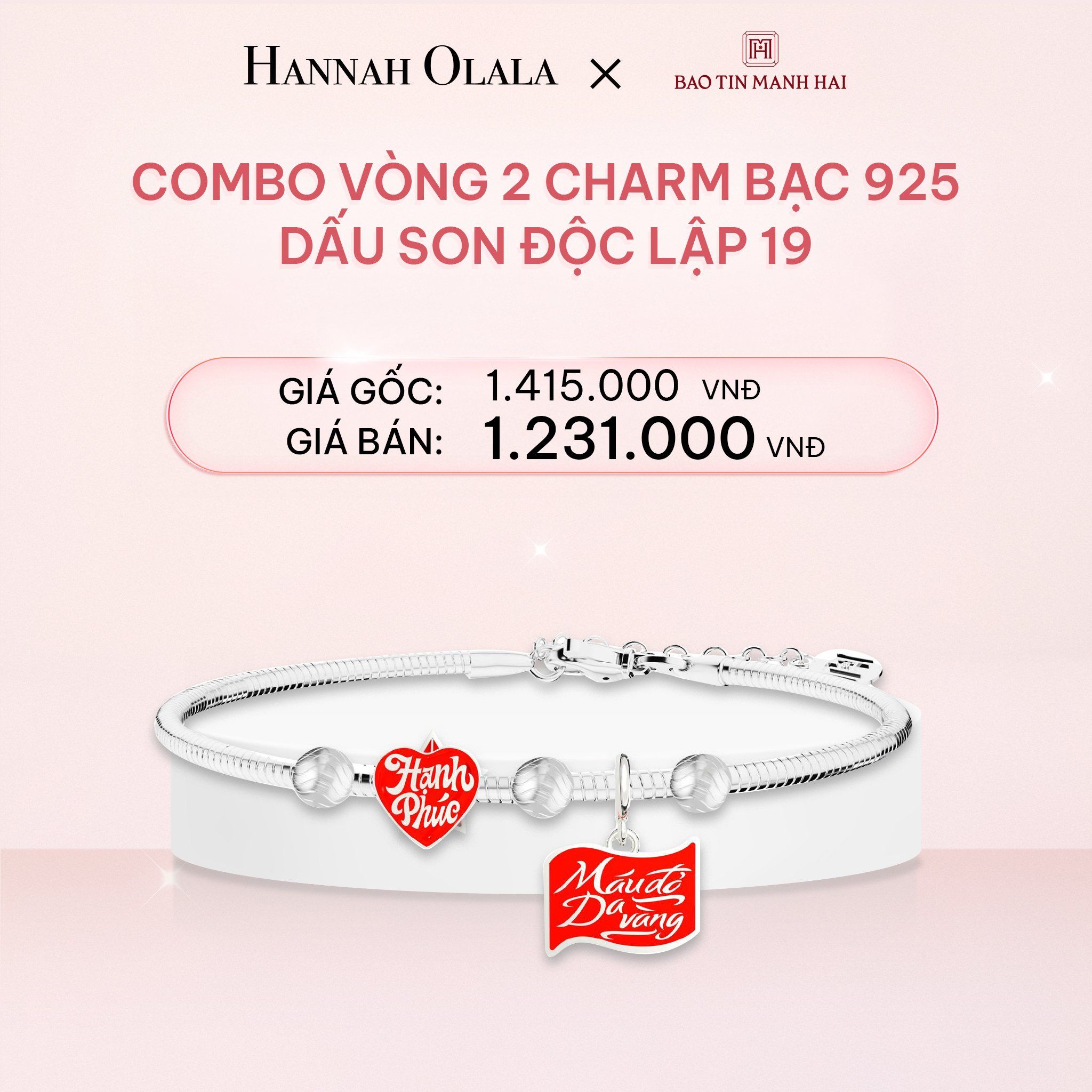 E322_DEAL 3: COMBO LẮC TAY BẠC 925 MÃ CB 2 CHARM MIX BI 19 BST A80 DẤU SON ĐỘC LẬP BẢO TÍN MẠNH HẢI