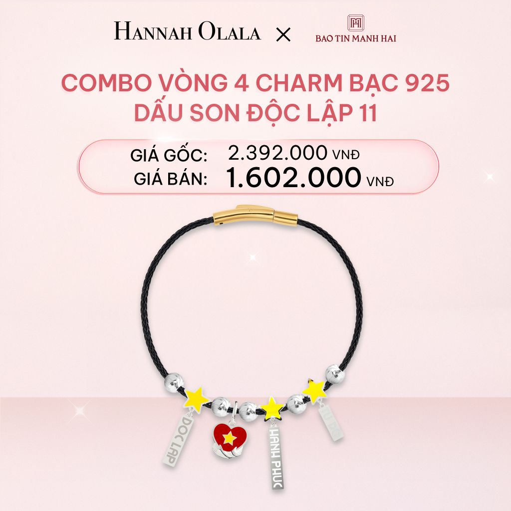 E327_DEAL 8: COMBO LẮC TAY BẠC 925 MÃ CB 4 CHARM MIX BI 11 BST A80 DẤU SON ĐỘC LẬP BẢO TÍN MẠNH HẢI