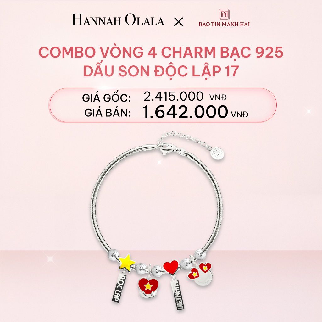 E328_DEAL 9: COMBO LẮC TAY BẠC 925 MÃ CB 4 CHARM MIX BI 17 BST A80 DẤU SON ĐỘC LẬP BẢO TÍN MẠNH HẢI