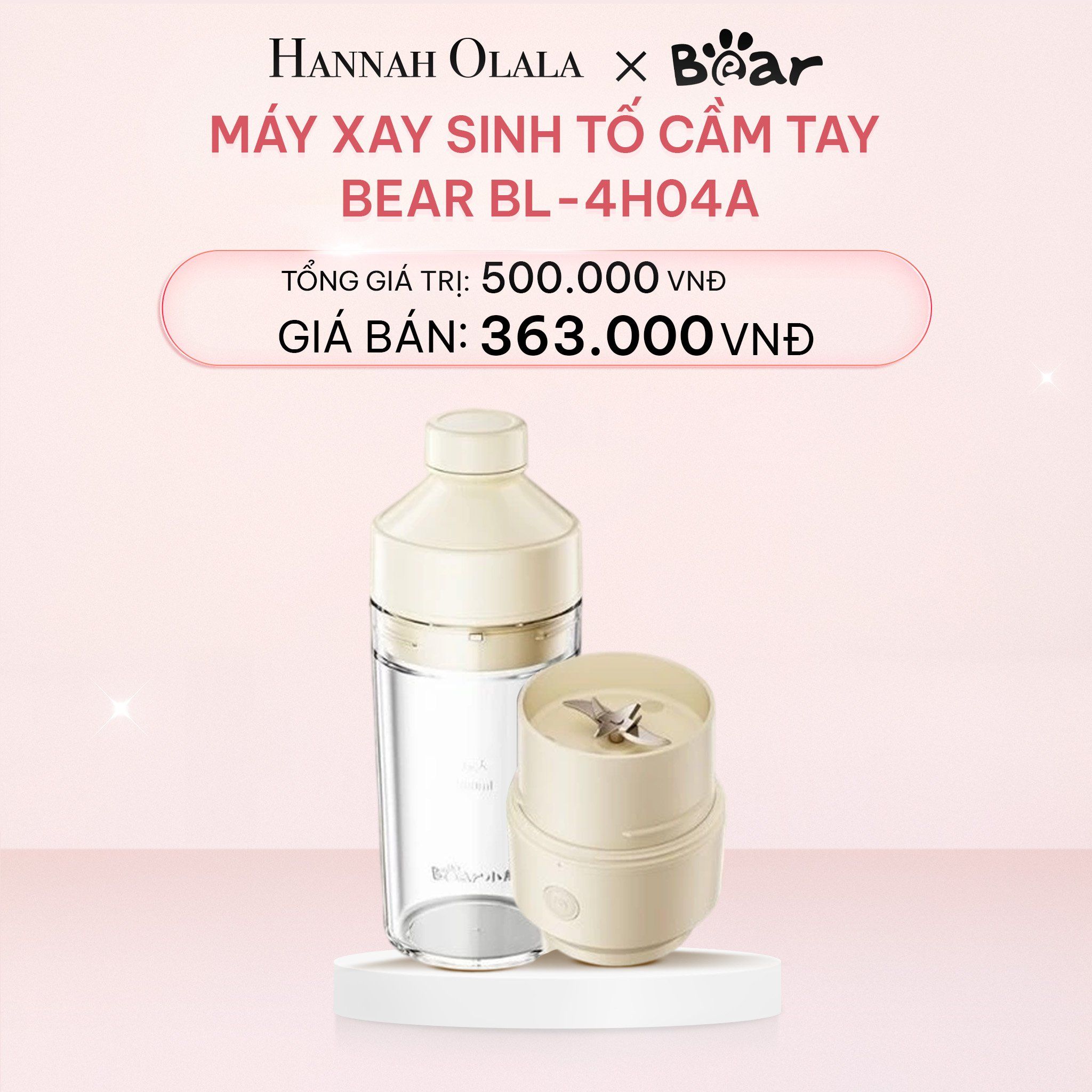 E774_DEAL 6: MÁY XAY SINH TỐ CẦM TAY BEAR BL-4H04A CÔNG SUẤT 50W DUNG TÍCH 0.3L