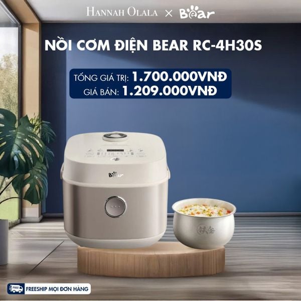 M221_DEAL 15: NỒI CƠM ĐIỆN BEAR RC-4H30S, CÔNG SUẤT: 600W, DUNG TÍCH 3L (1L VN)