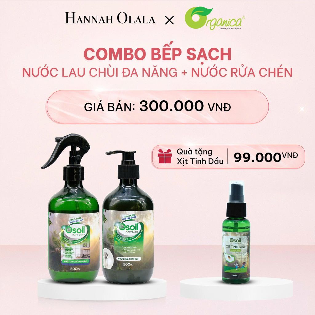 E1032_DEAL 14: COMBO BẾP SẠCH: 1 NƯỚC LAU CHÙI ĐA NĂNG OSOIL 500ML VÀ 1 NƯỚC RỬA CHÉN OSOIL 500ML