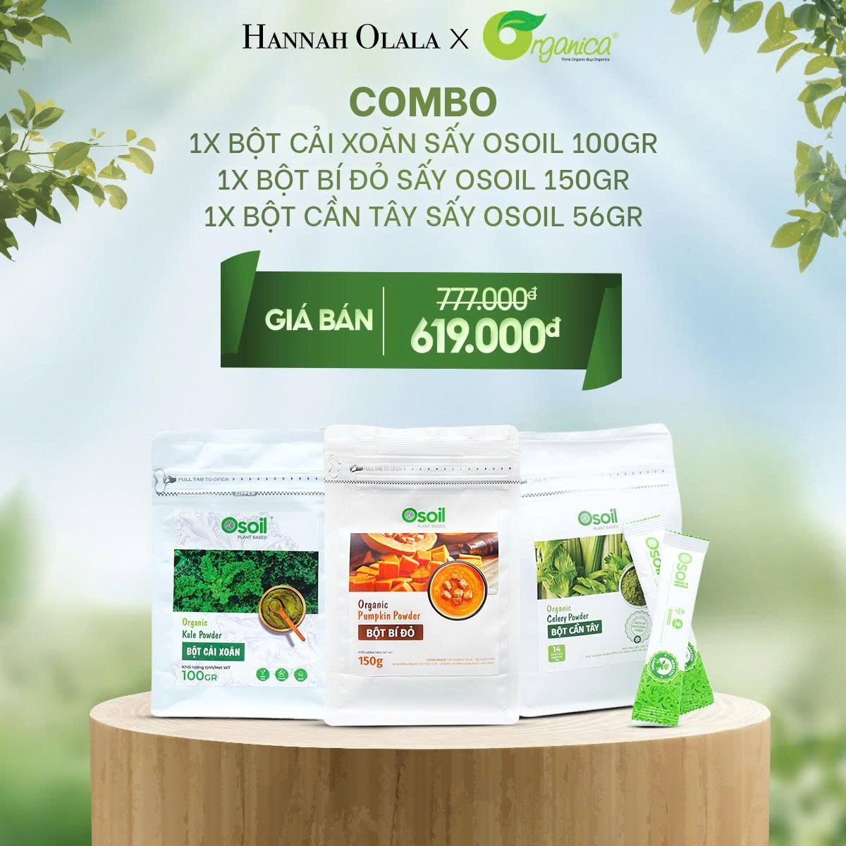 E28_DEAL 1: COMBO SUPER FOOD (BỘT CẦN TÂY SẤY OSOIL, BỘT BÍ ĐỎ OSOIL, BỘT CẢI KALE XOĂN 100GR)