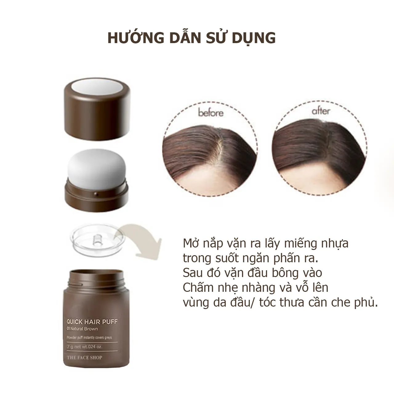C132_DEAL 3: PHẤN CHE KHUYẾT ĐIỂM TÓC QUICK HAIR PUFF 7G