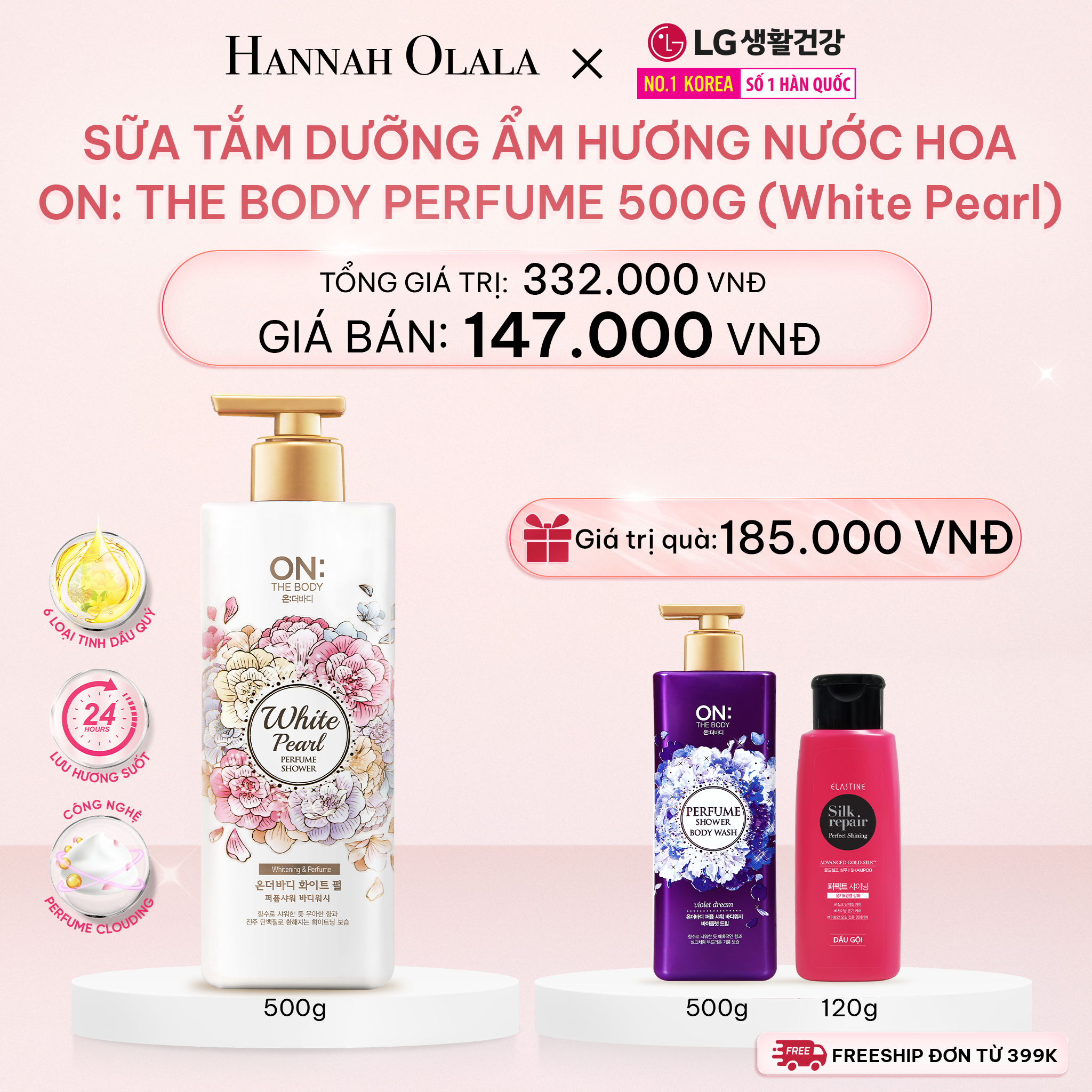 E411_DEAL 04 : SỮA TẮM DƯỠNG ẨM HƯƠNG NƯỚC HOA ON THE BODY 500G