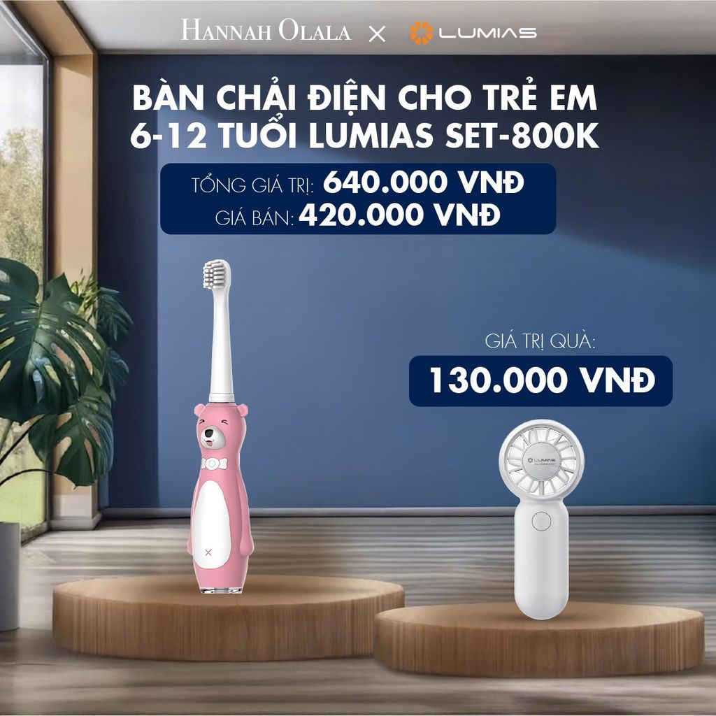 M49_DEAL 16: BÀN CHẢI ĐIỆN CHO TRẺ EM 6-12 TUỔI LUMIAS SET-800K