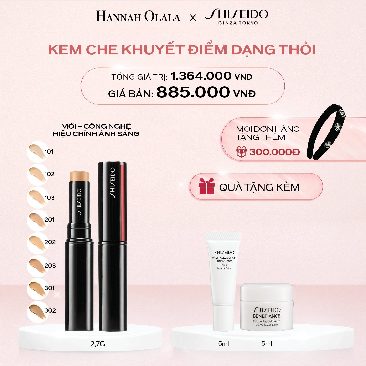 E981_DEAL 10: KEM CHE KHUYẾT ĐIỂM DẠNG THỎI SHISEIDO SYNCHRO SKIN RADIANT LIFTING CONCEALER 2.7G