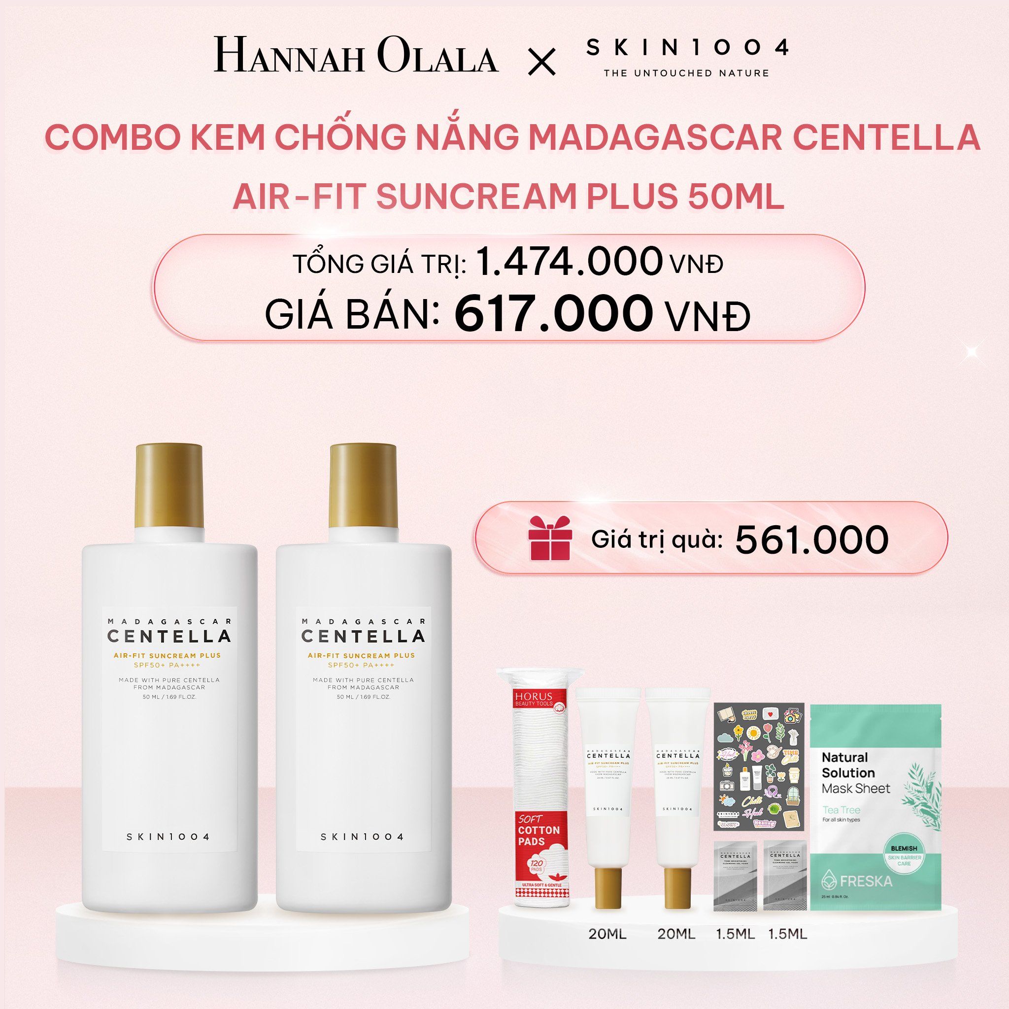 E370_DEAL 5: COMBO 02 KEM CHỐNG NẮNG MADAGASCAR CENTELLA AIR-FIT SUNCREAM PLUS 50ML