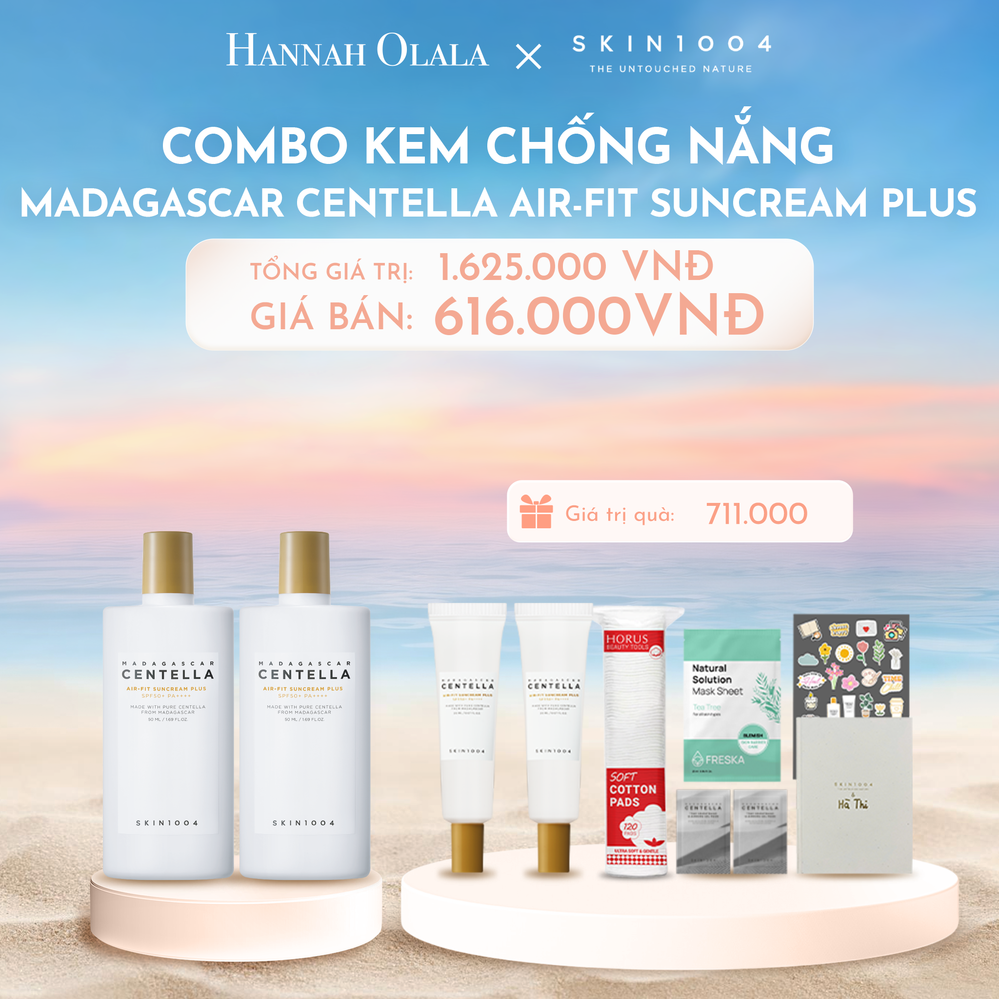 C238_DEAL 5: COMBO 02 PCS SKIN1004 KEM CHỐNG NẮNG MADAGASCAR CENTELLA AIR-FIT SUNCREAM PLUS 50ML