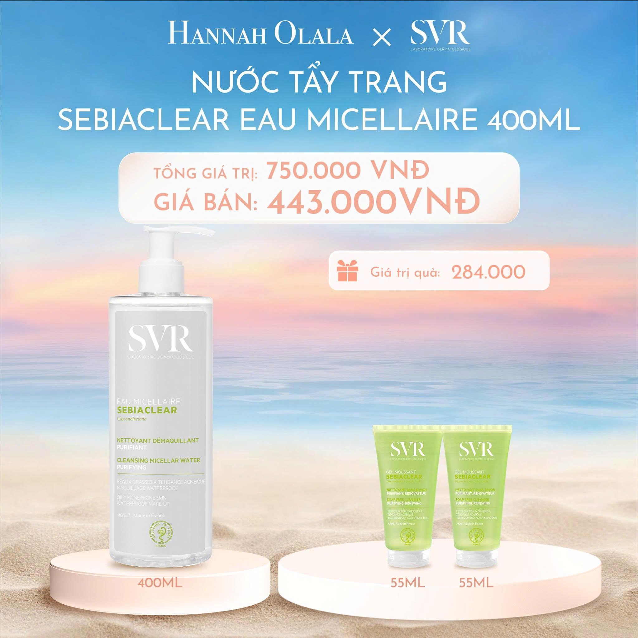 C1069_DEAL 05: NƯỚC LÀM SẠCH DA, TẨY TRANG VÀ GIÚP LOẠI BỎ DẦU SVR SEBIACLEAR EAU MICELLAIRE 400ML