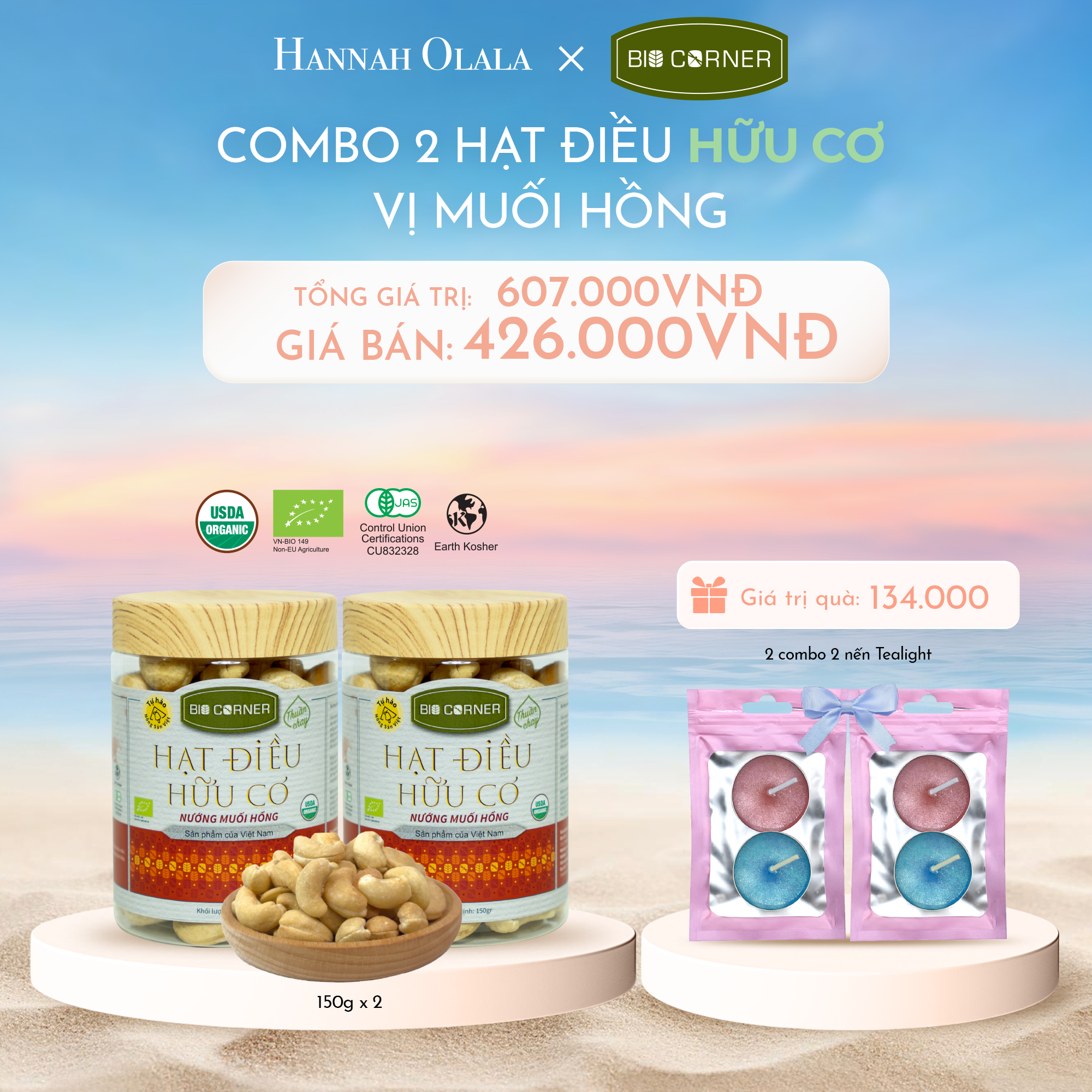 C1045_DEAL 6: COMBO 2 HẠT ĐIỀU VỊ MUỐI HỒNG (150G)