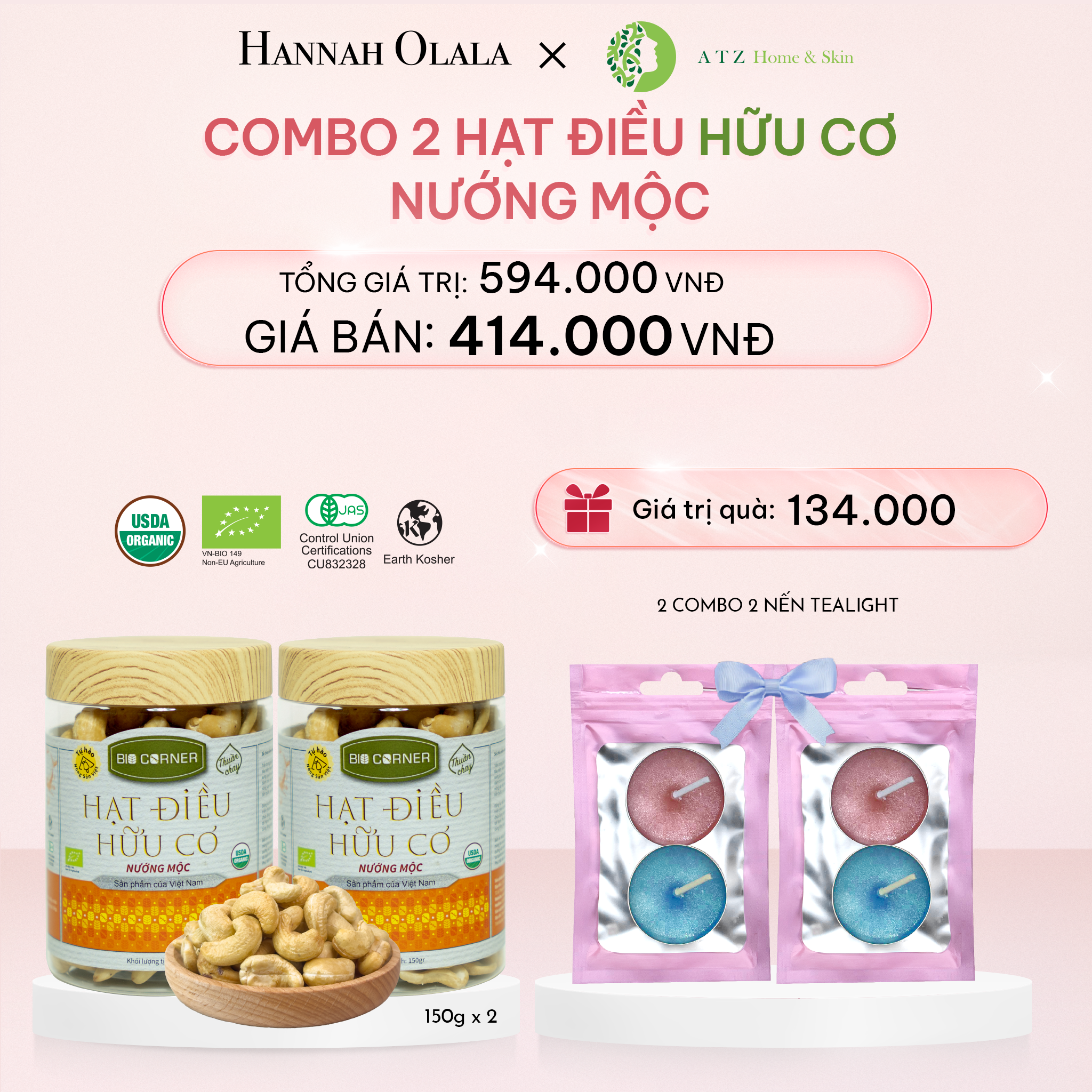 E1016_DEAL 5: COMBO 2 HẠT ĐIỀU NƯỚNG MỘC (150G)