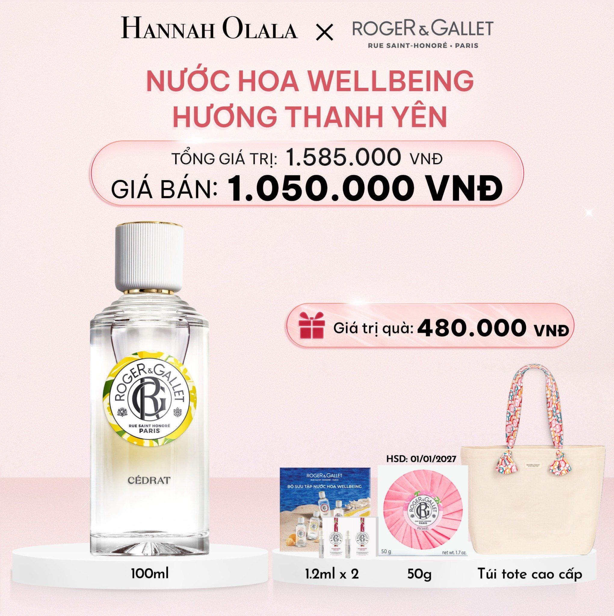 E934_DEAL 2: NƯỚC HOA WELLBEING ROGER&GALLET 100ML