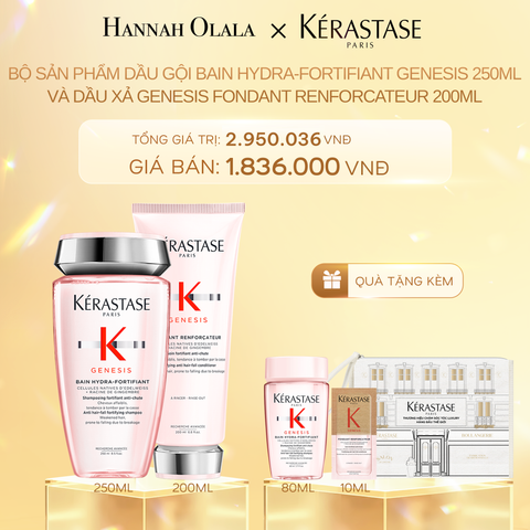 DEAL 4: BỘ SẢN PHẨM DẦU GỘI BAIN HYDRA-FORTIFIANT GENESIS 250ML VÀ DẦU XẢ GENESIS FONDANT RENFORCATEUR 200ML
