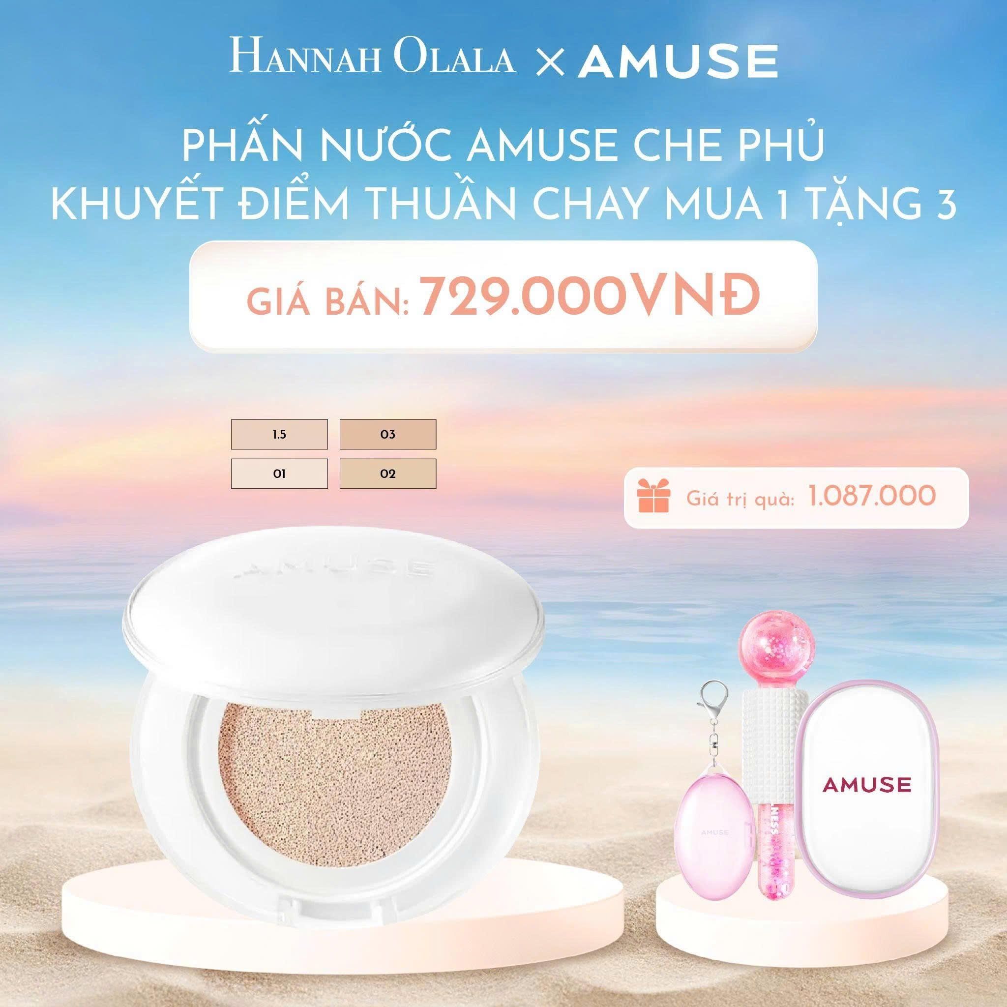 C308_DEAL 4: PHẤN NƯỚC AMUSE CHE PHỦ KHUYẾT ĐIỂM THUẦN CHAY SPF40 PA++ 15G