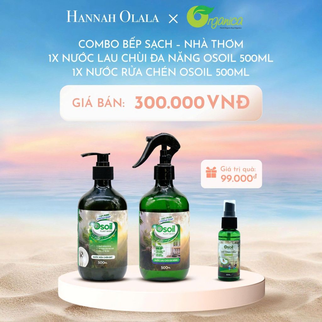 DEAL 7: COMBO BẾP SẠCH – NHÀ THƠM: 1 NƯỚC LAU CHÙI ĐA NĂNG OSOIL 500ML, 1 NƯỚC RỬA CHÉN OSOIL 500ML