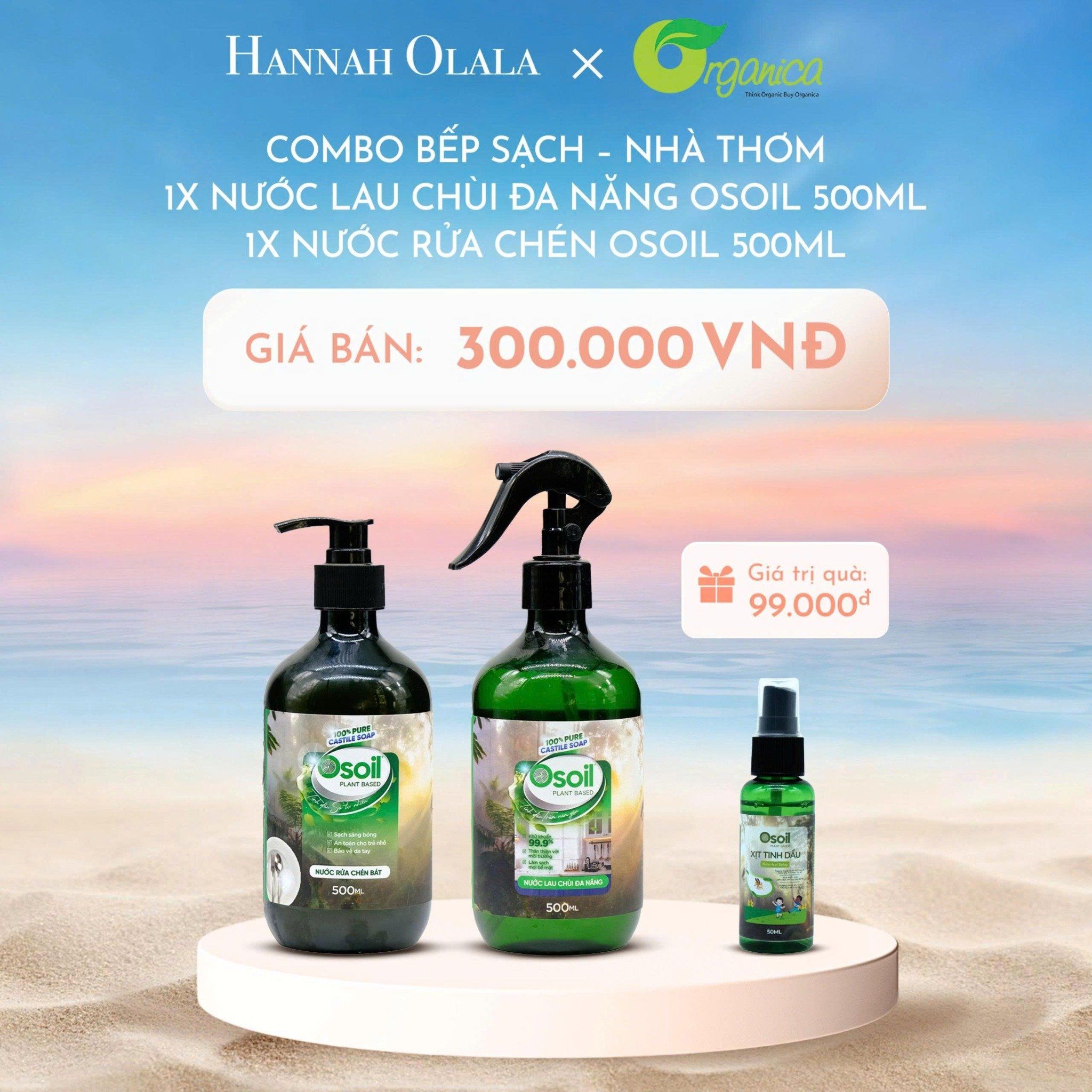 DEAL 7: COMBO BẾP SẠCH – NHÀ THƠM: 1 NƯỚC LAU CHÙI ĐA NĂNG OSOIL 500ML, 1 NƯỚC RỬA CHÉN OSOIL 500ML